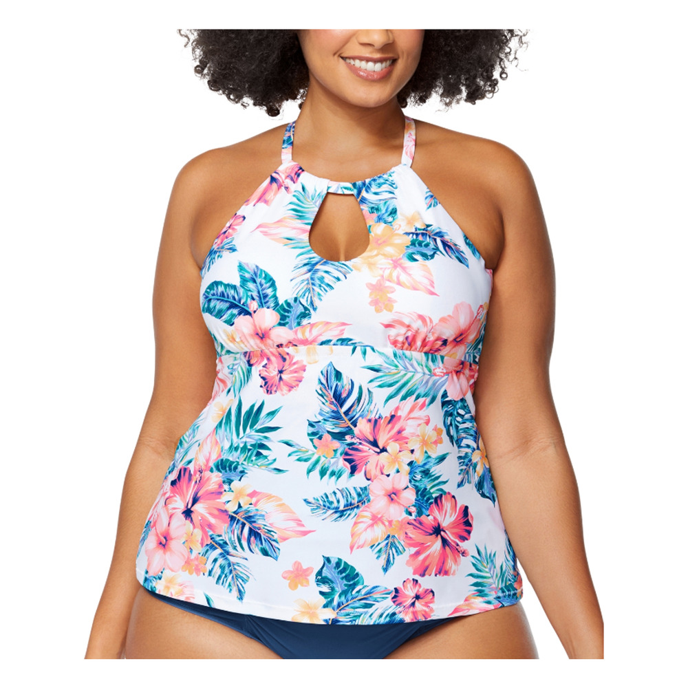 Raisins Curve Trendy Rosalie Strappy-Back Tankini Top Multi Plus Size 18W 1141